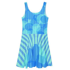 Blue Wavy Stripes Skater Dress - Head-turning Style - Dipaliz - Dresses