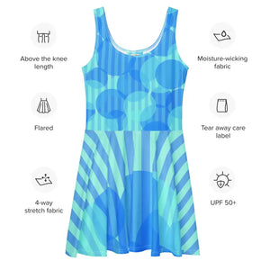 Blue Wavy Stripes Skater Dress - Head-turning Style - Dipaliz - Dresses