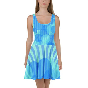 Blue Wavy Stripes Skater Dress - Head-turning Style - Dipaliz - Xs - Dresses