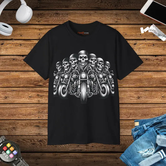 Ride in Style: Skeleton Motorcycle Unisex Ultra Cotton Tee - Black / s T-shirt