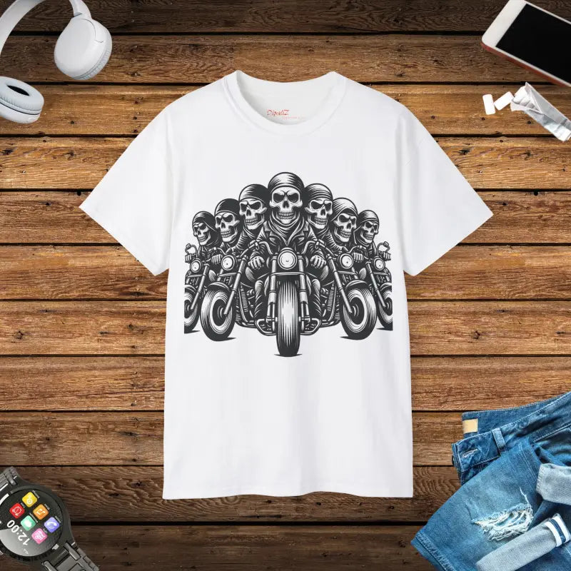 Ride Bold: Unisex Ultra Cotton Skeleton Motorcycle Tee - White / s T-shirt