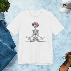 Yoga Skeleton Unisex Jersey Short Sleeve Statement Tee - Dipaliz - Ash / s - T-shirts