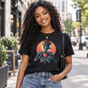 Dipaliz skeleton heart tee comfort colors cotton shirt - t-shirts