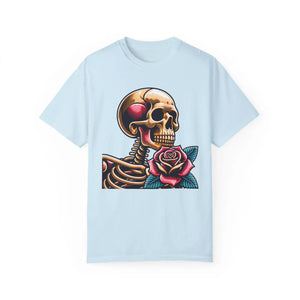 Edgy Skull with Rose Tee - Soft Cotton Skeleton - Dipaliz - T-shirts
