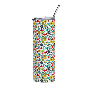 Skinny Tumbler with Color Matching Straw 20oz Tapered - Dipaliz - White / Tumblers