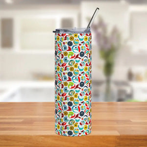 Skinny Tumbler with Color Matching Straw 20oz Tapered - Dipaliz - White / Tumblers