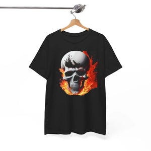 Skull on Fire Unisex Cotton Tee - Eco-friendly Gift - Dipaliz - T-shirts