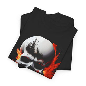 Skull on Fire Unisex Cotton Tee - Eco-friendly Gift - Dipaliz - T-shirts