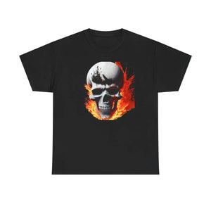 Skull on Fire Unisex Cotton Tee - Eco-friendly Gift - Dipaliz - T-shirts
