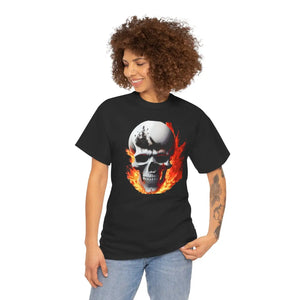 Skull on Fire Unisex Cotton Tee - Eco-friendly Gift - Dipaliz - T-shirts