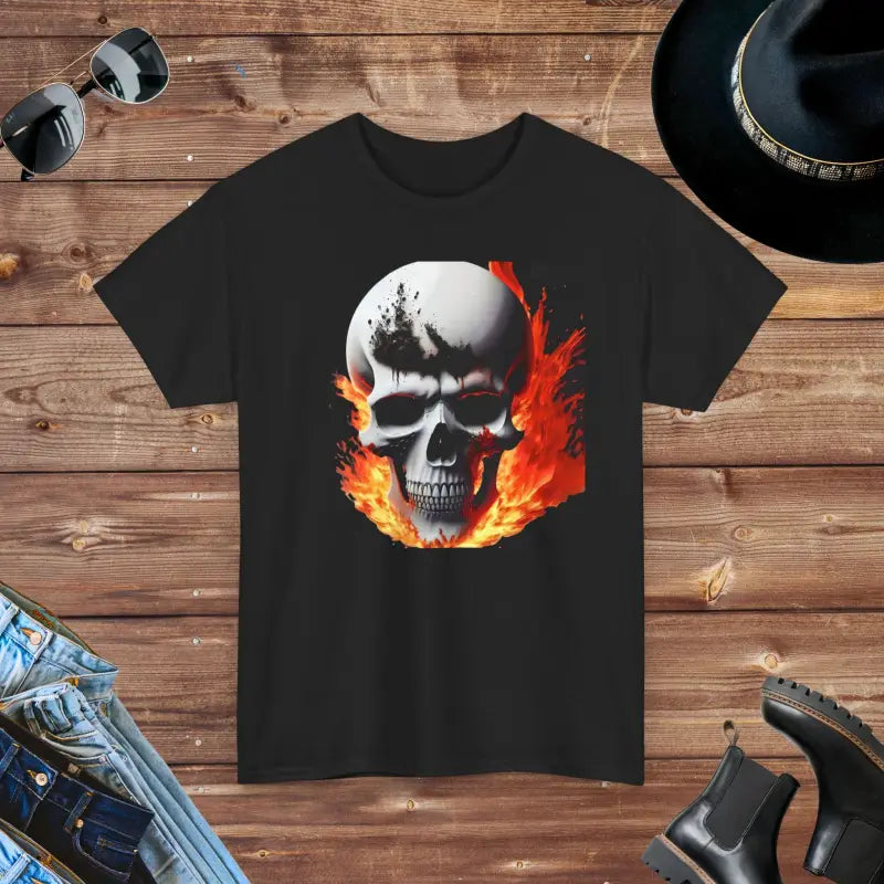 Unisex Skull on Fire Tee: Bold Style Meets Ultimate Comfort - Black / s T-shirt