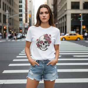 A Skull with Flowers T-shirt Unisex Ultra Cotton Tee - T-shirts - s