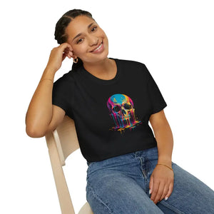 Dripping Neon Skull Graphic Tee - Colorful Melting Design - Dipaliz - T-shirt