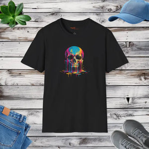 Dripping Neon Skull Graphic Tee - Colorful Melting Design - Dipaliz - Black / s - T-shirt