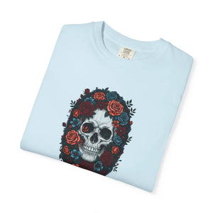 Skull & Roses T-shirt, Gothic Floral Tee for Day of the Dead Alternative Style - T-shirts