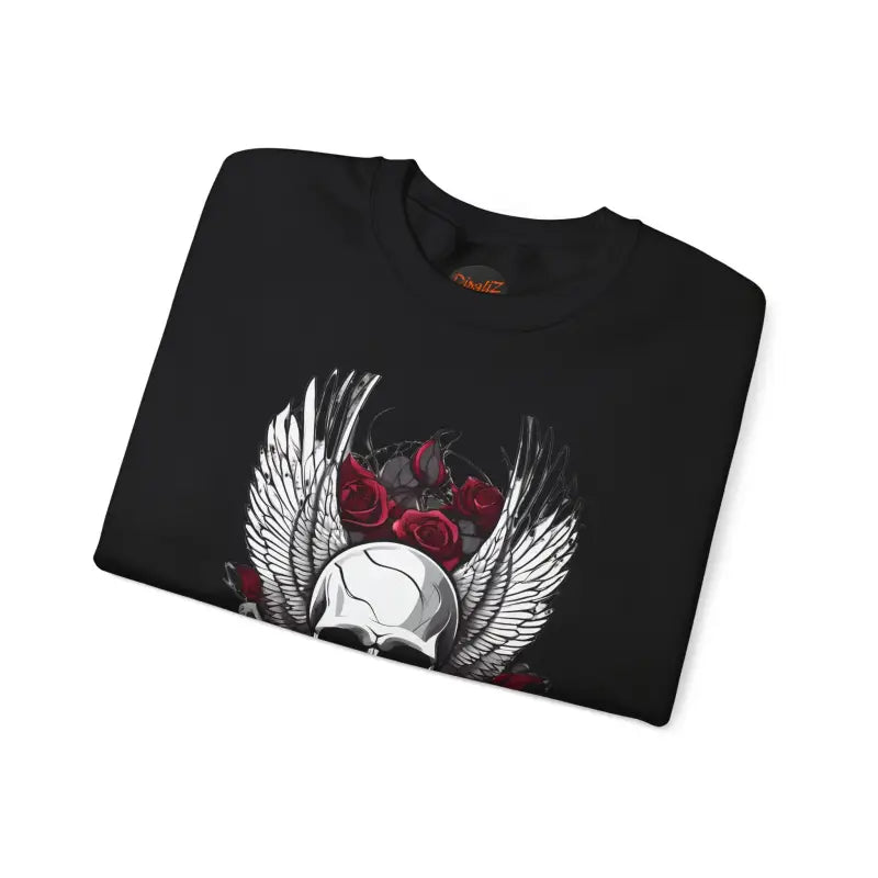 Unlock Halloween Vibes: Skull & Roses Heavy Blend Crewneck - Sweatshirt