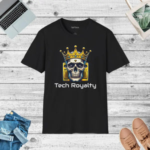 Soft-style Cotton Tee - Tech Royalty Skull Crown - Dipaliz - Black / s - Clothing Tops