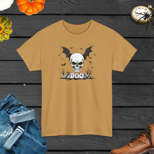 Heavy Cotton Tee - Winged Skull Halloween Crew Neckline - Dipaliz - T-shirts