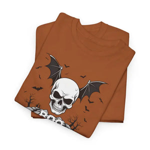 Heavy Cotton Tee - Winged Skull Halloween Crew Neckline - Dipaliz - T-shirts