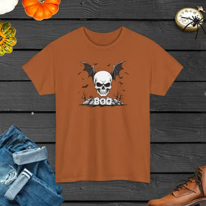Heavy Cotton Tee - Winged Skull Halloween Crew Neckline - Dipaliz - T-shirts