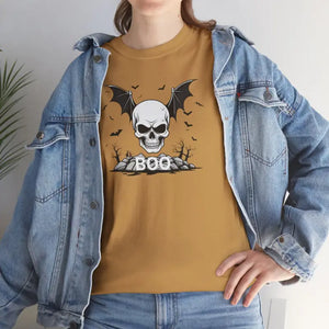 Heavy Cotton Tee - Winged Skull Halloween Crew Neckline - Dipaliz - T-shirts