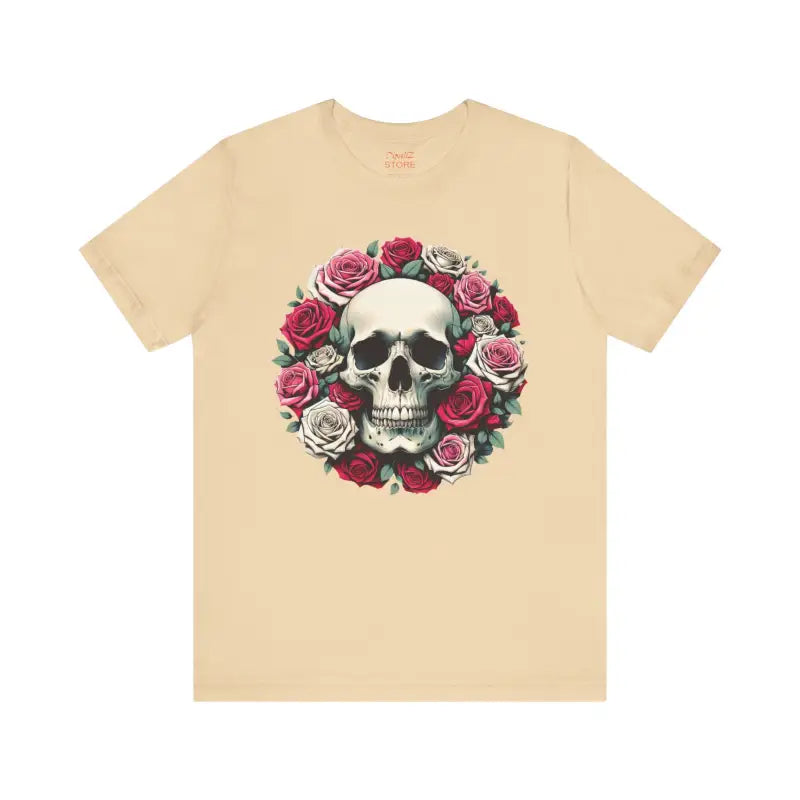 Halloween Unisex Jersey Tee: Skulls & Roses Vibe - T-shirt