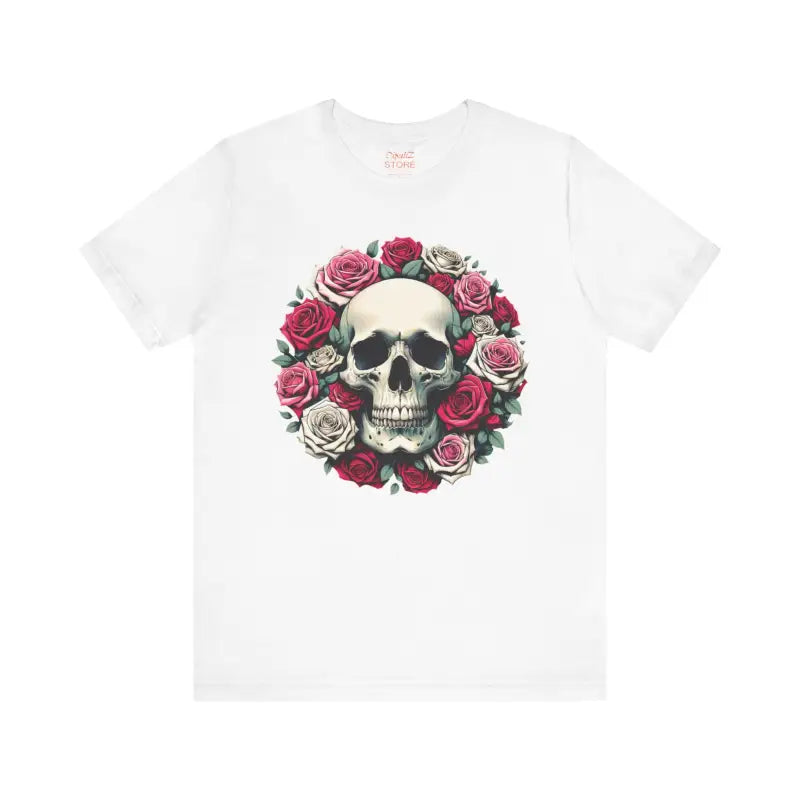 Halloween Unisex Jersey Tee: Skulls & Roses Vibe - T-shirt