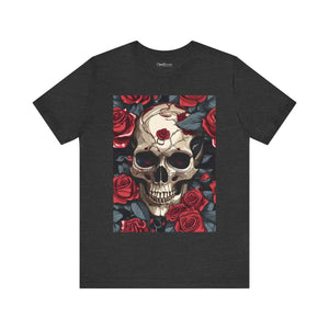 Edgy Short Sleeve Tee - Skulls Roses Halloween - Dipaliz - T-shirts
