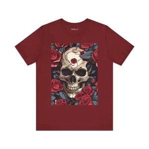 Edgy Short Sleeve Tee - Skulls Roses Halloween - Dipaliz - T-shirts