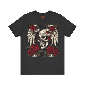 T-shirt - Unisex Jersey Short Sleeve Tee Skulls Roses Wings Halloween - Dipaliz Dark Grey Heather / m