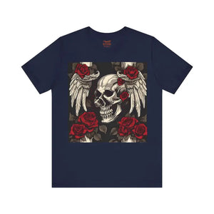 T-shirt - Unisex Jersey Short Sleeve Tee Skulls Roses Wings Halloween - Dipaliz Navy / s