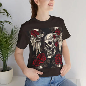 T-shirt - Unisex Jersey Short Sleeve Tee Skulls Roses Wings Halloween - Dipaliz