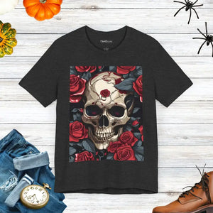 Unisex Jersey Short Sleeve Tee Skulls Roses Wings Halloween - Dipaliz - Dark Grey Heather / s - T-shirts