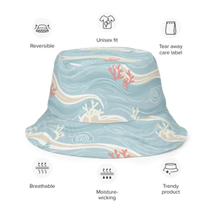 Sky Blue Reversible Bucket Hat Coastal Summer - Dipaliz - Hats