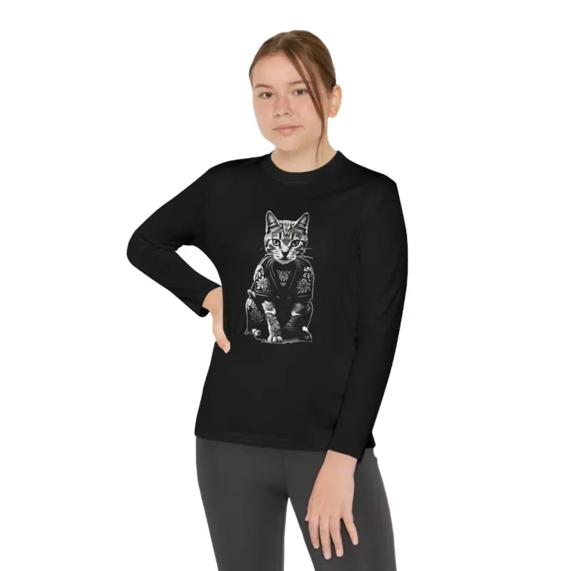 Slay in a Japanese Samurai Cat Tattoo Tee - Black / s Kids Clothes