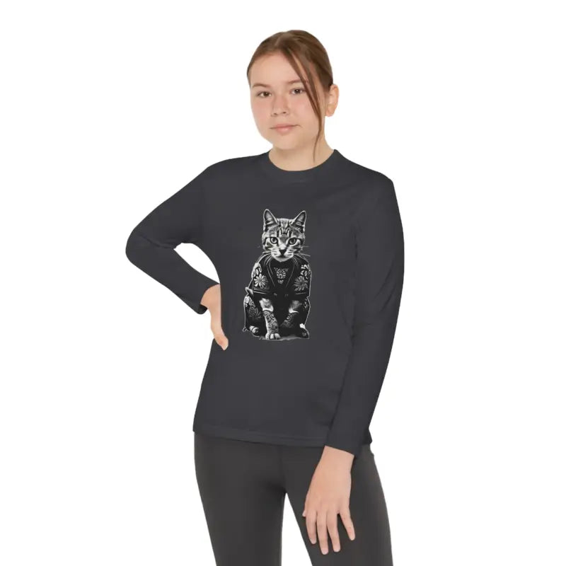 Slay in a Japanese Samurai Cat Tattoo Tee - Iron Grey / s Kids Clothes