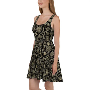 Skater Dress Intricate Design Flared Skirt - Dipaliz - Dresses