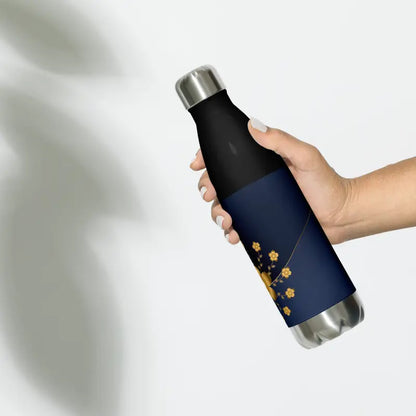 Elevate Hydration with Navy & Gold Stainless Steel Water Bottle - Black Bottles