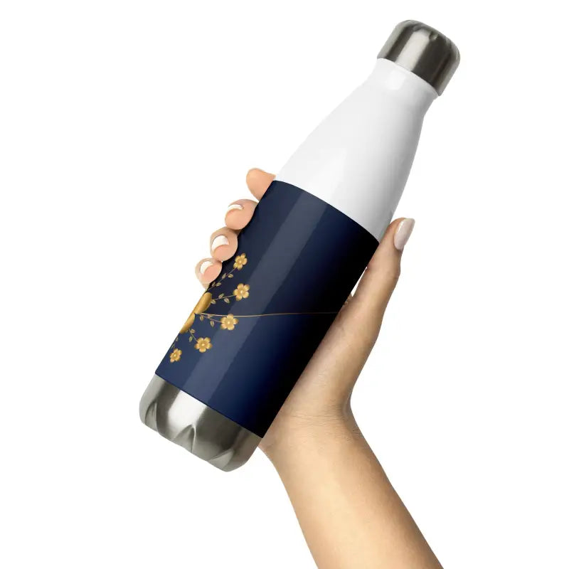 Elevate Hydration with Navy & Gold Stainless Steel Water Bottle - White Bottles