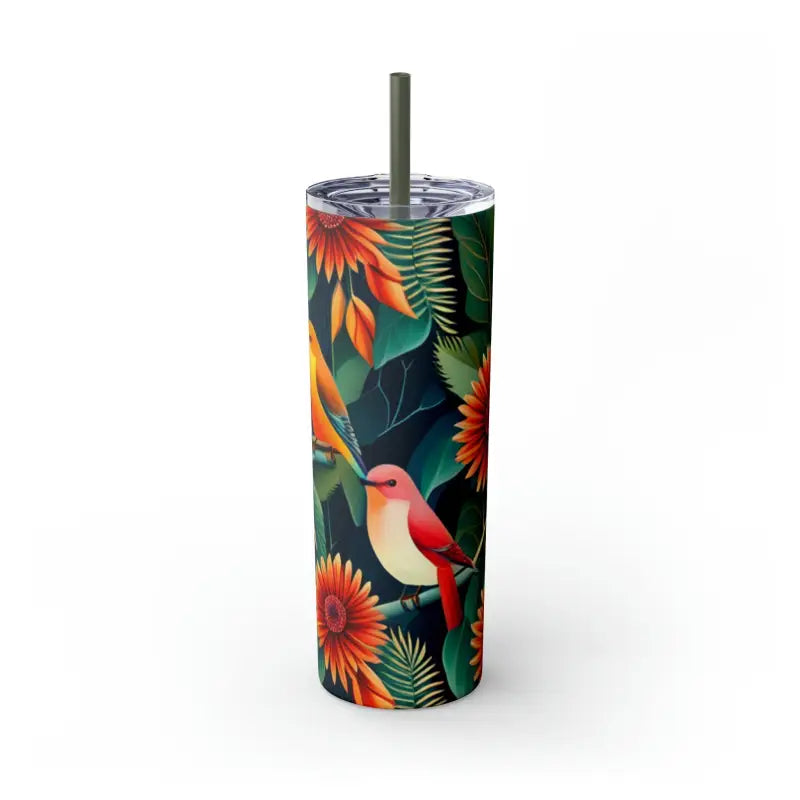 Sip in Style: Skinny Tumbler with Color Matching Straw - Matte / Pine Needle / 20oz Mug