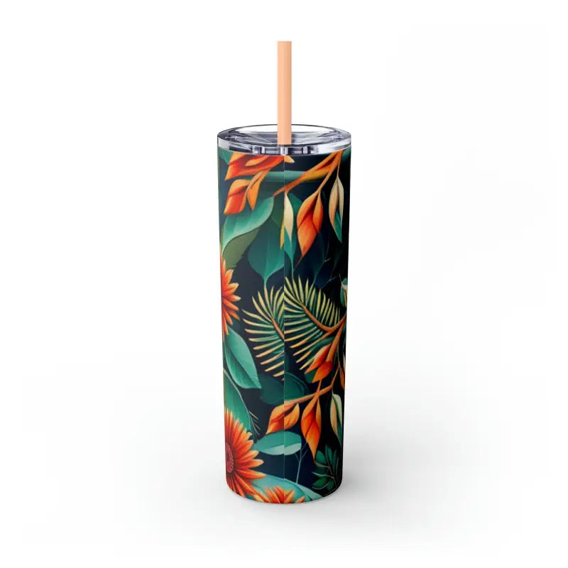 Sip in Style: Skinny Tumbler with Color Matching Straw - Mug