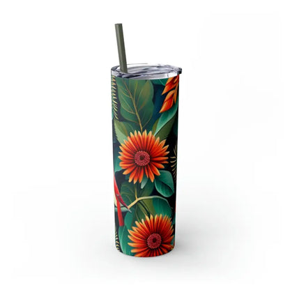 Sip in Style: Skinny Tumbler with Color Matching Straw - Mug