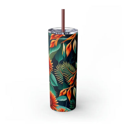 Sip in Style: Skinny Tumbler with Color Matching Straw - Mug