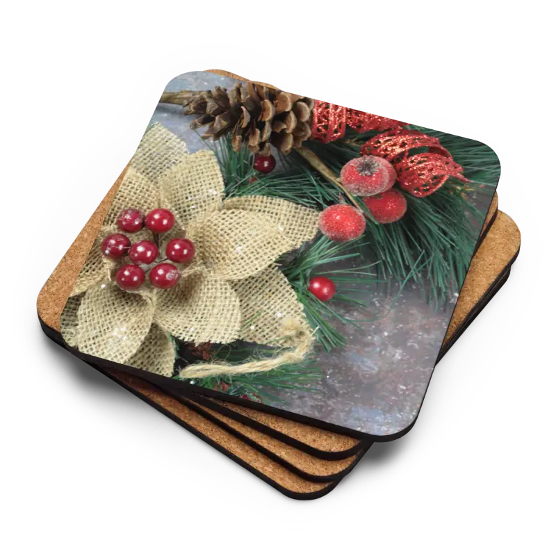 Festive Christmas Cork Coasters for Stylish Holiday Decor - Kitchen and Dining