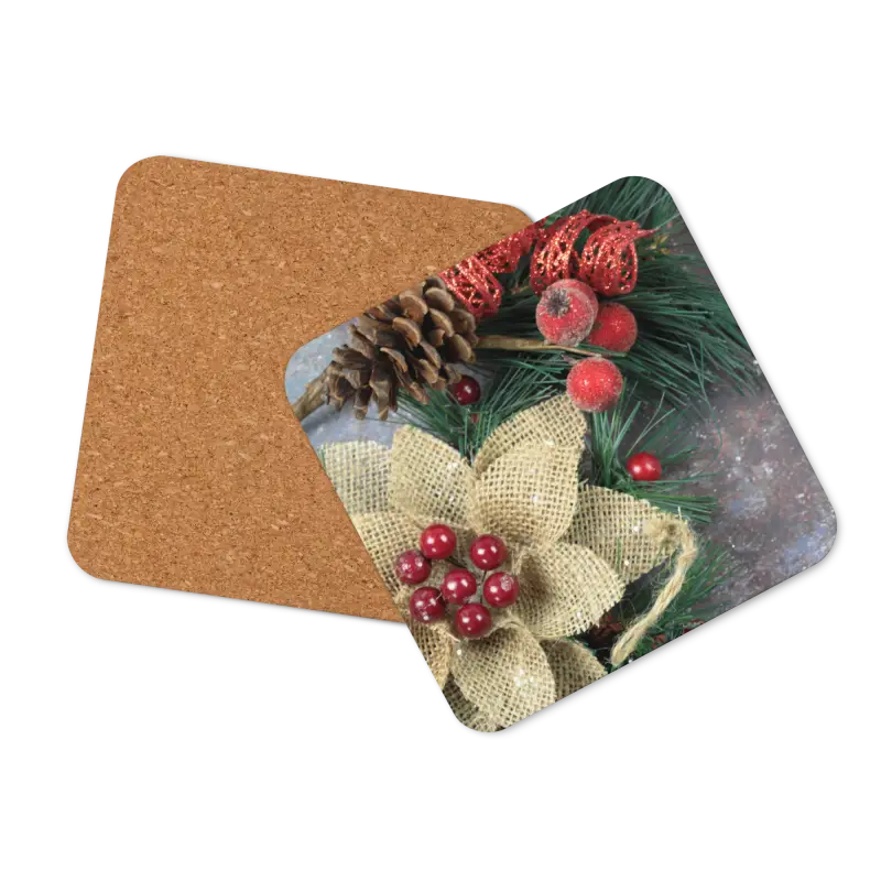 Festive Christmas Cork Coasters for Stylish Holiday Decor - Kitchen and Dining