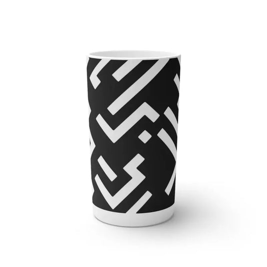 Sleek White Abstract Pattern Conical Coffee Mugs - Sizes For Every Brew