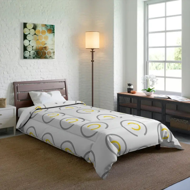 Modern Bedroom Refresh: Chic Abstract Yellow Comforter - Home Decor