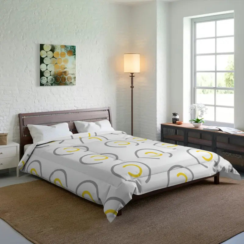 Modern Bedroom Refresh: Chic Abstract Yellow Comforter - Home Decor