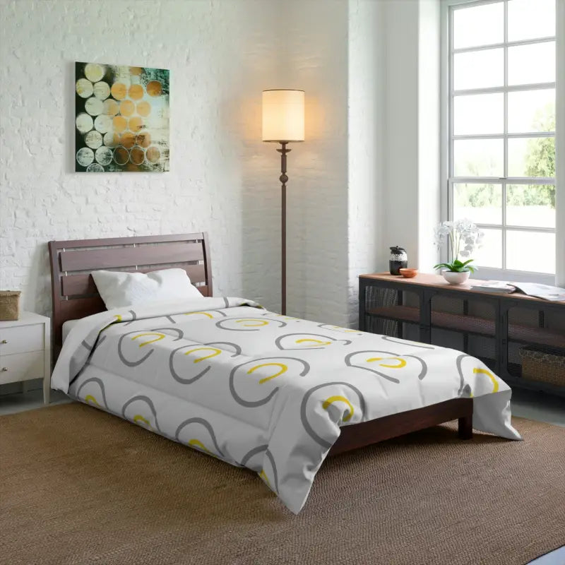 Modern Bedroom Refresh: Chic Abstract Yellow Comforter - Home Decor