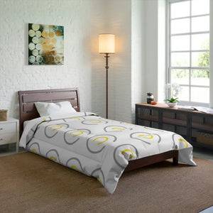 Modern Comforter Abstract Circle Grey Yellow Design by Dipaliz - Quilts & Comforters